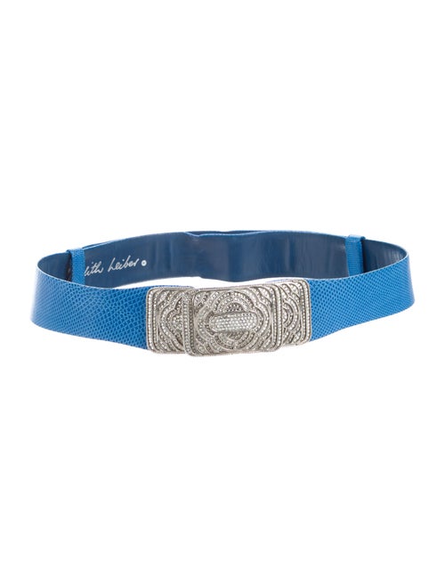Judith Leiber Leather Belt Blue