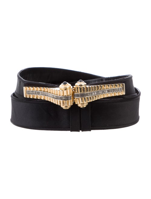 Judith Leiber Satin Wide Waist Belt Black