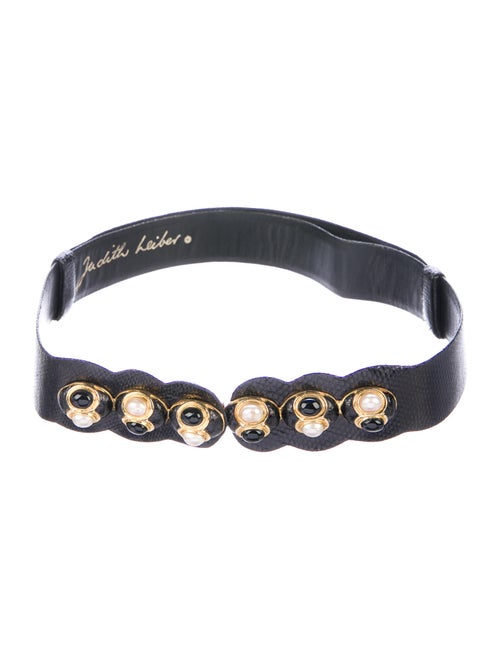 Judith Leiber Leather Belt Black