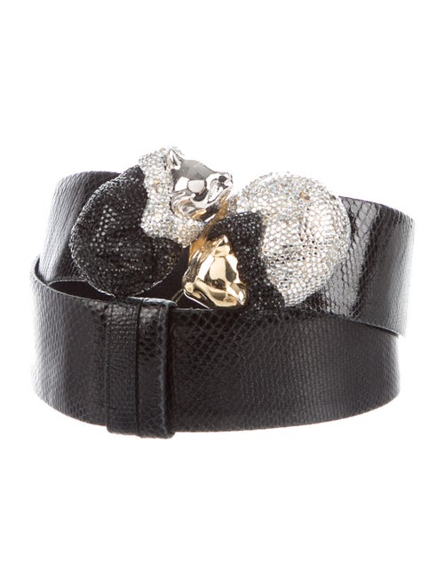 Judith Leiber Leather Crystal Embellishments Belt
