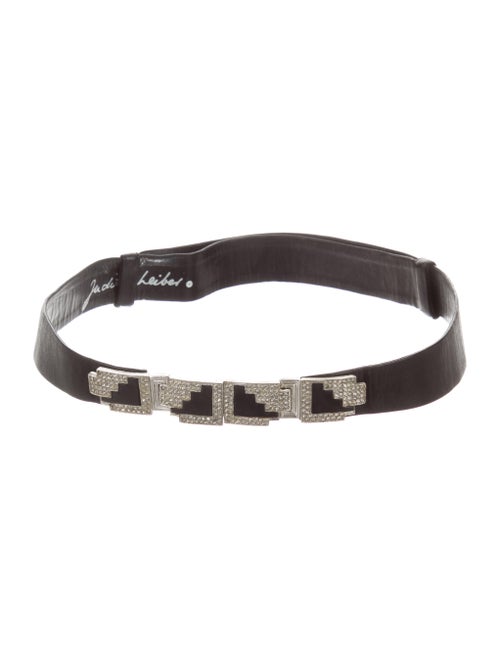 Judith Leiber Leather Waist Belt Black