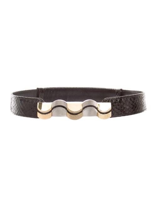 Judith Leiber Leather Waist Belt Black