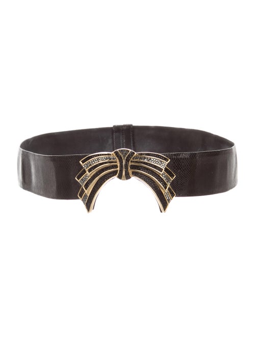 Judith Leiber Leather Belt Black