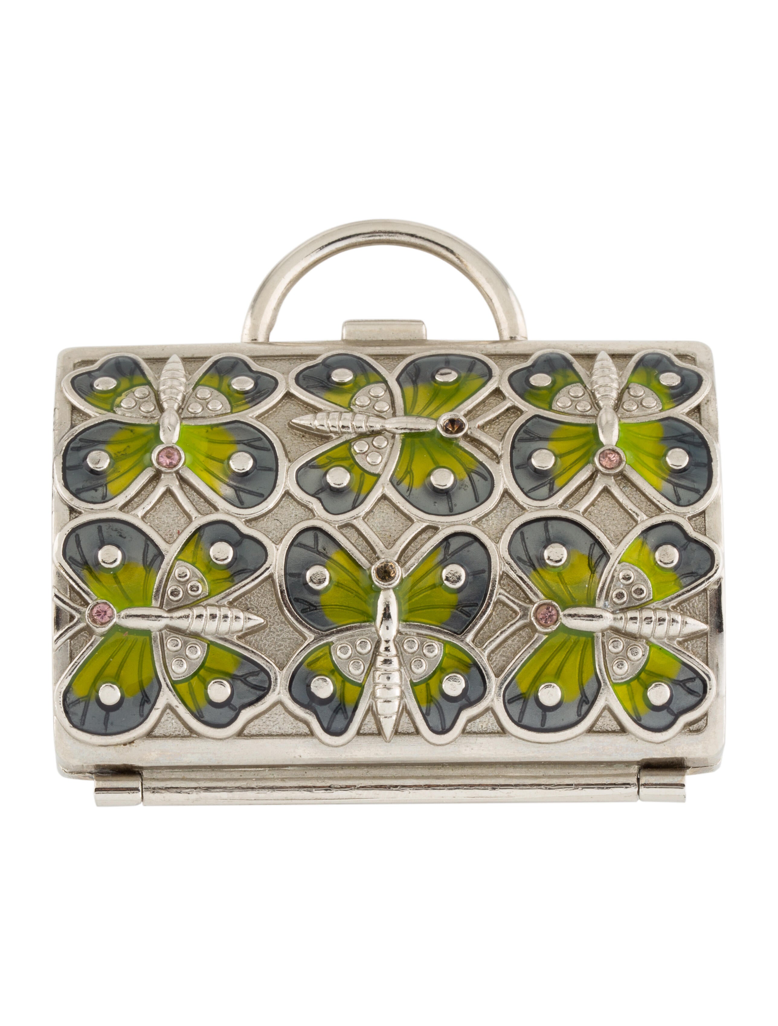 Judith Leiber Embellished Purse Pill Box Green Decorative Accents, Decor & Accessories