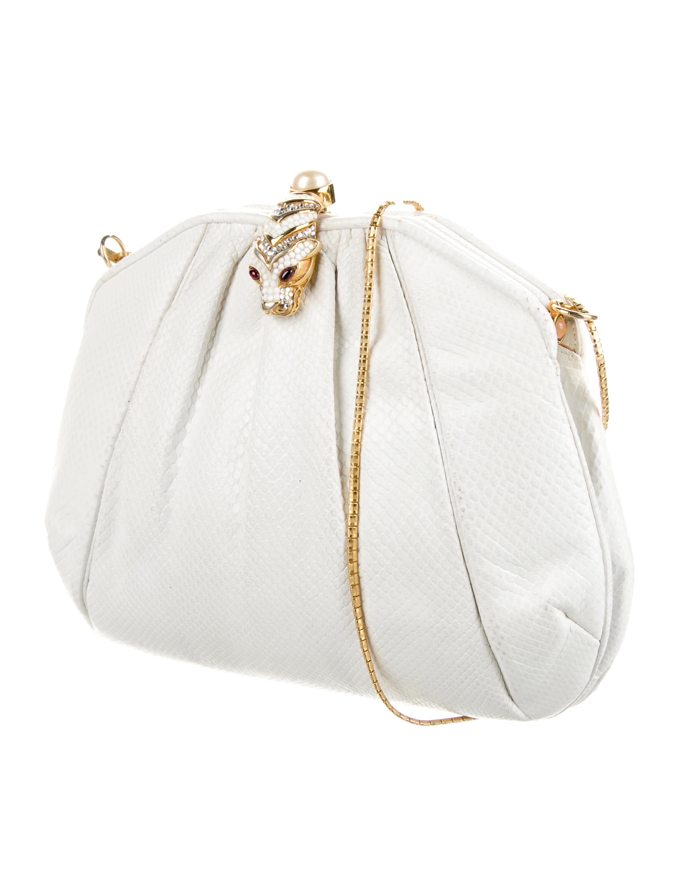Judith Leiber Leather Evening Bag White Evening Bags, Handbags