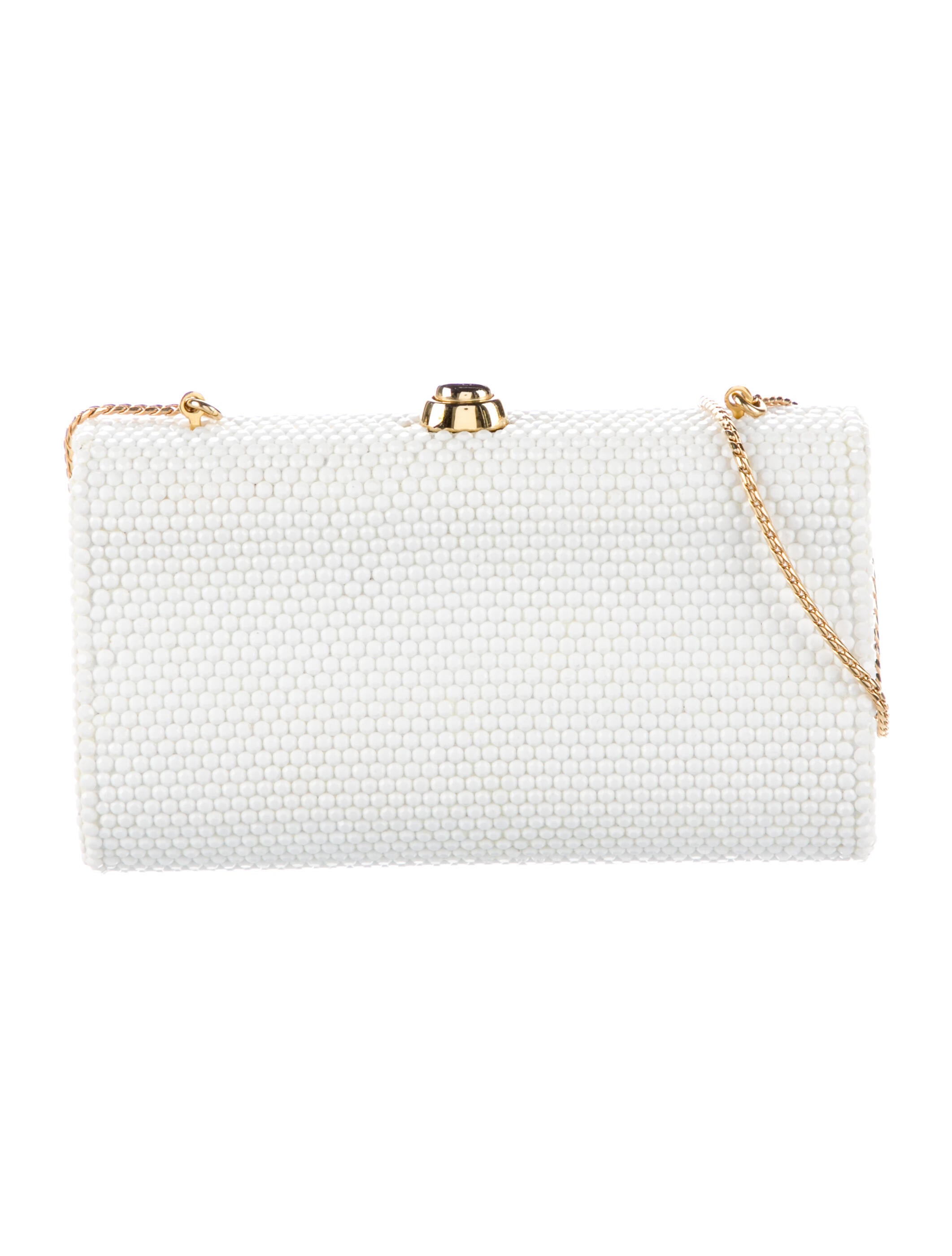 Judith Leiber Crystal Embellished Evening Bag White Evening Bags