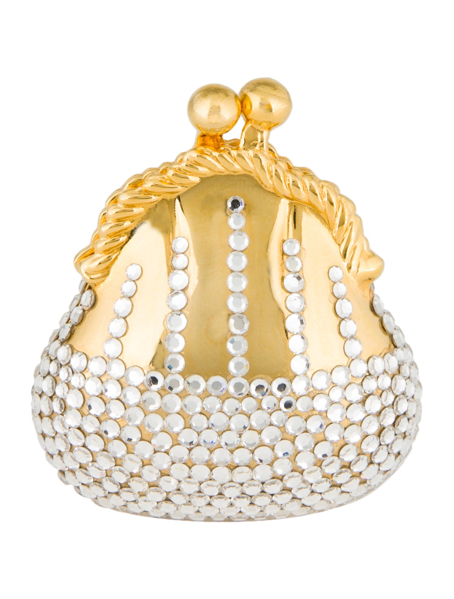 Judith Leiber Crystal Pill Box Gold JUD59541 The RealReal