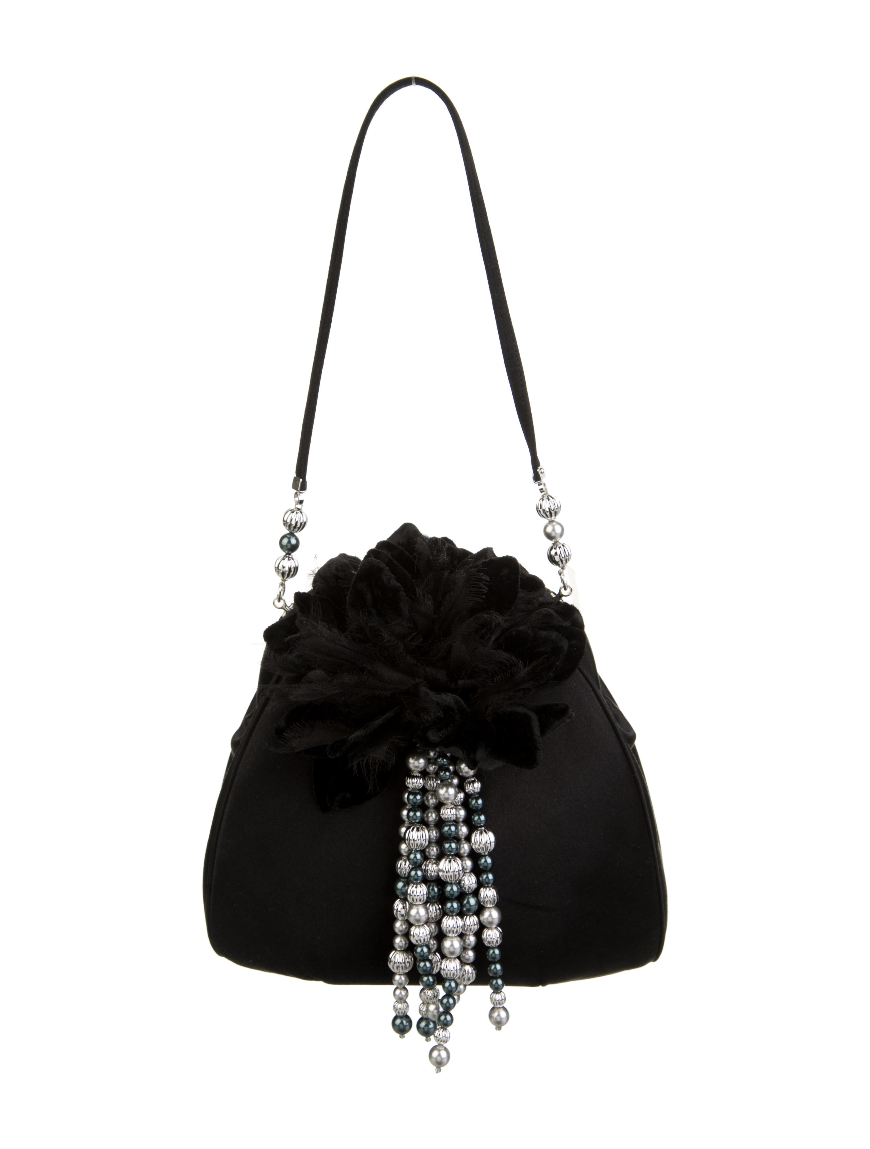 Judith Leiber Satin Beaded Evening Bag Black Evening Bags, Handbags