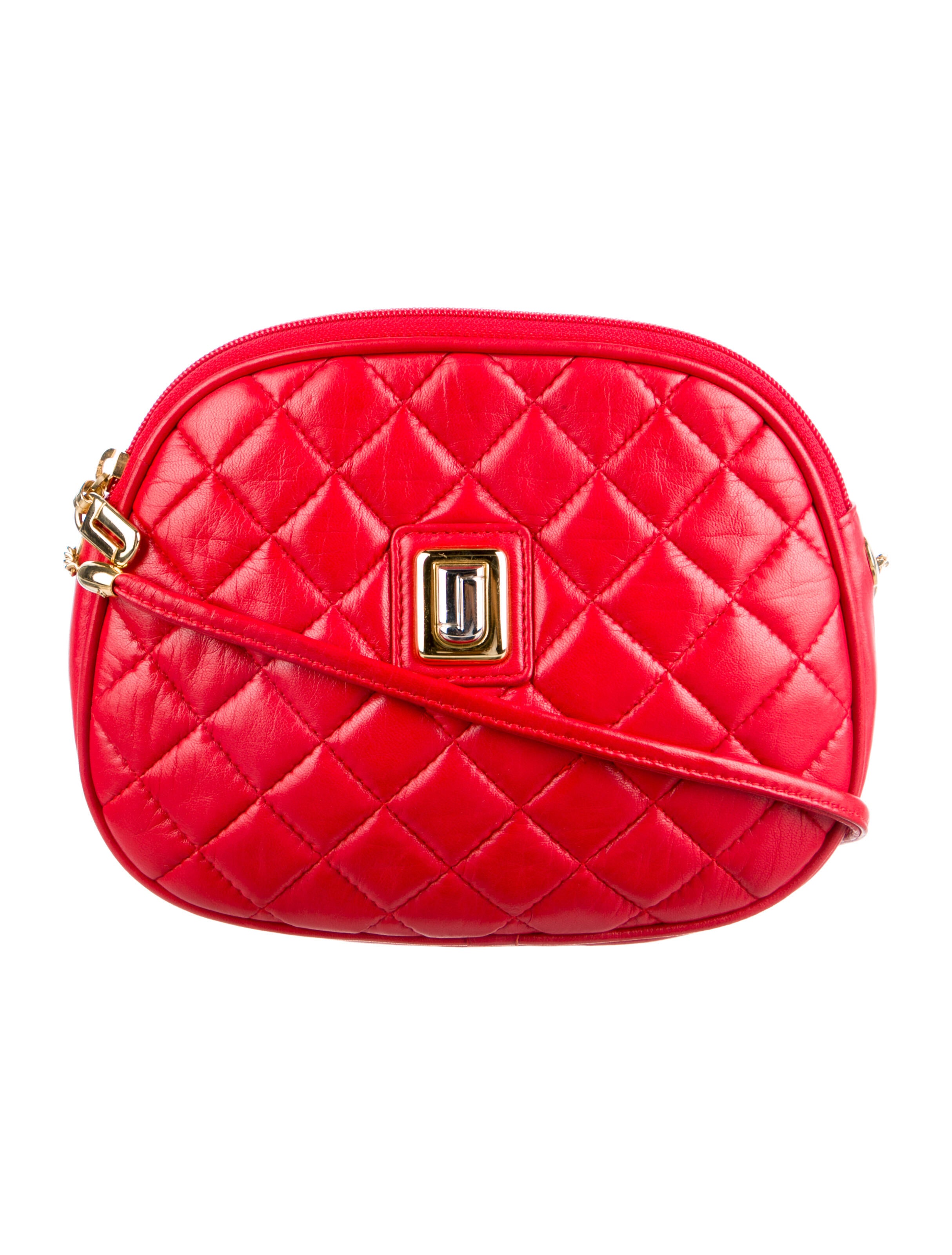 Judith Leiber Leather Quilted Crossbody Bag Red Crossbody Bags