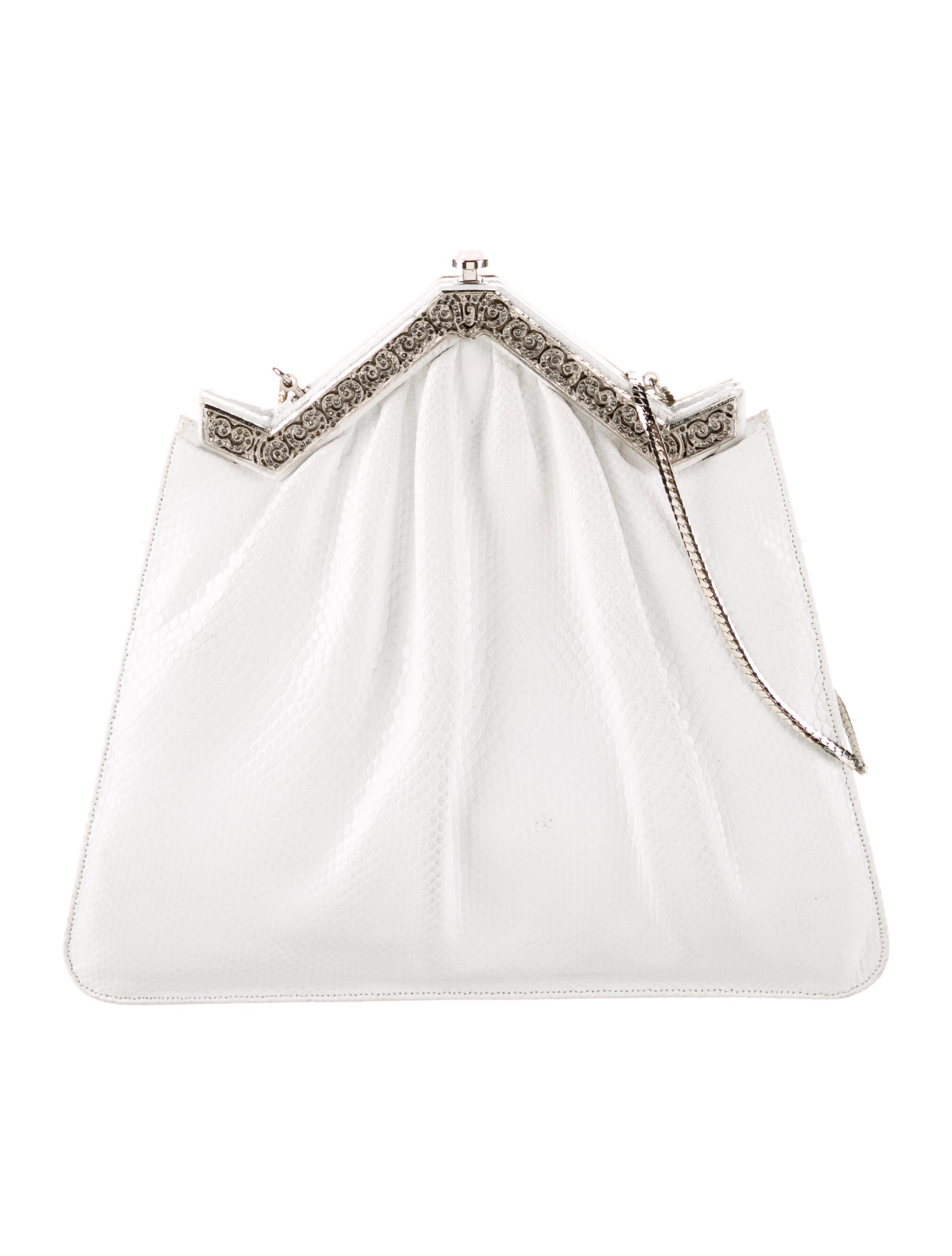 Judith Leiber Vintage Embossed Leather Crossbody Bag White Crossbody