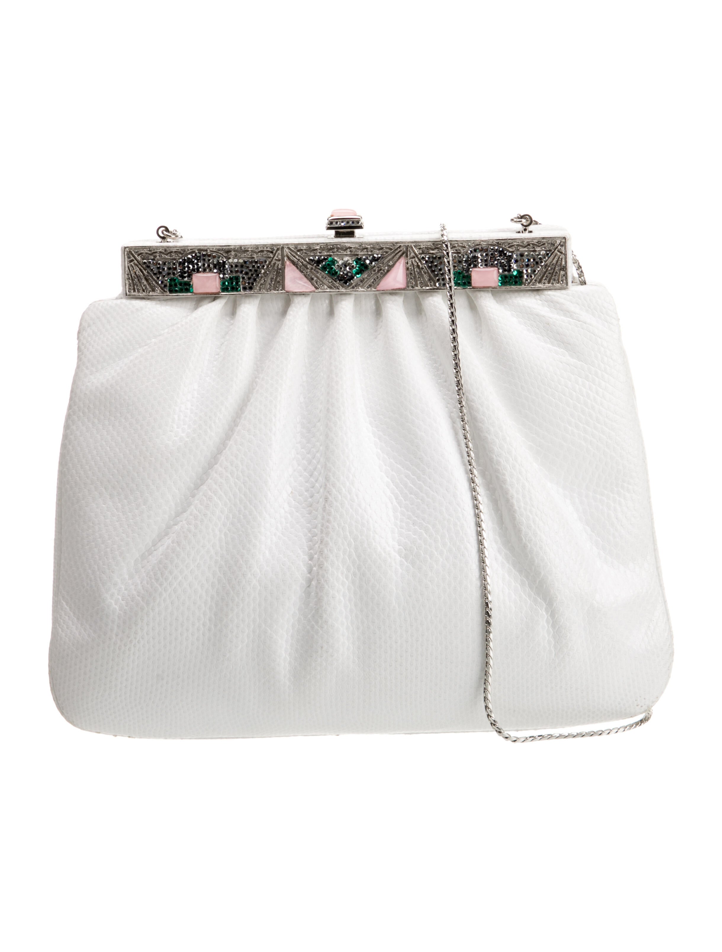 Judith Leiber Crystal Accented Evening Bag White Evening Bags