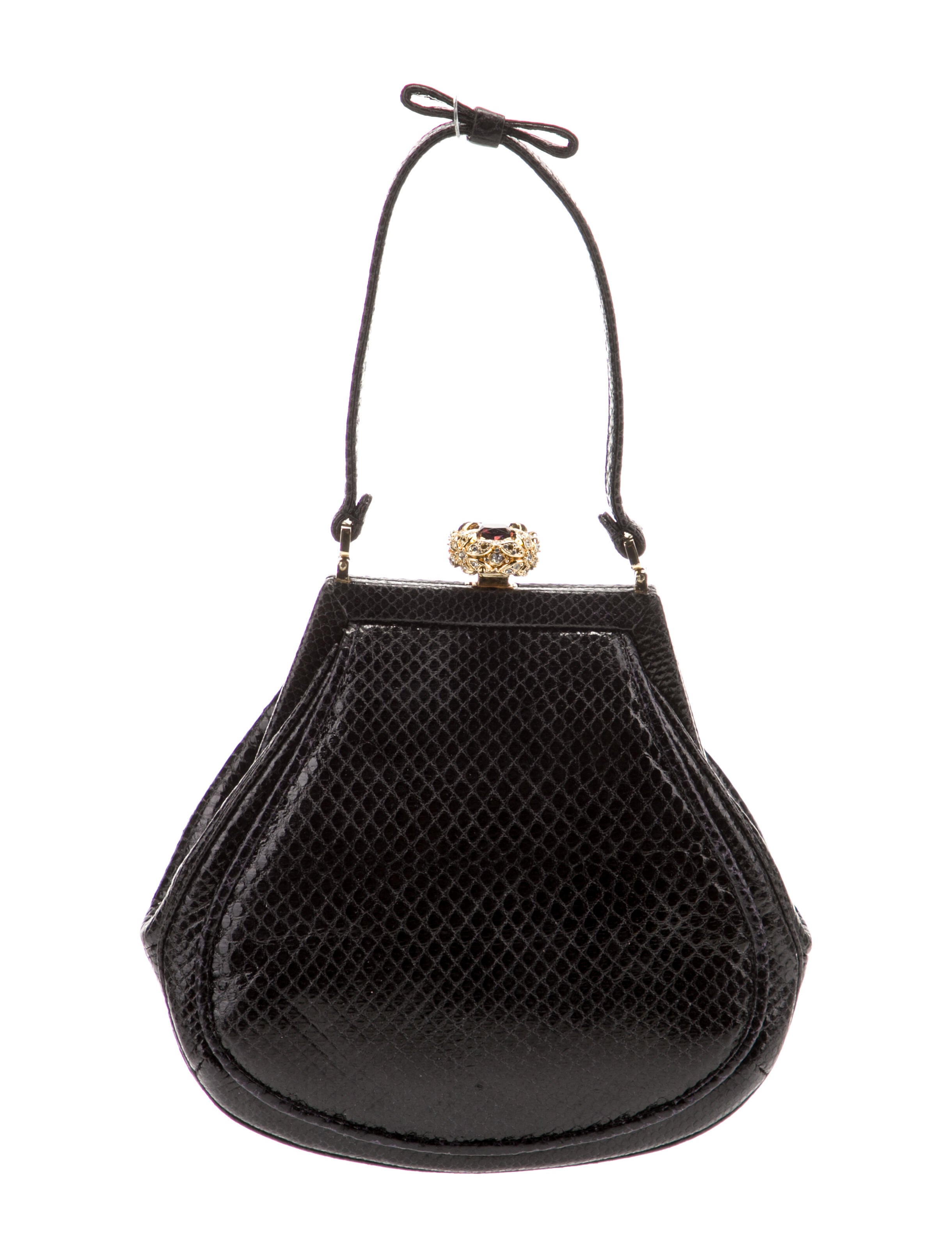 Tonya Hawkes Snakeskin Embossed Evening Bag Pink Evening Bags