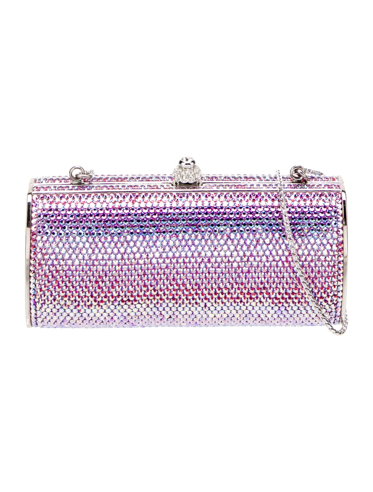 Judith Leiber Crystal Embellished Metal Evening Bag Pink Evening Bags