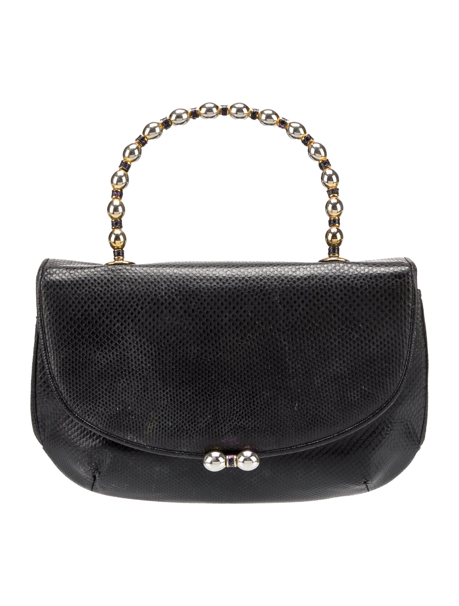 Judith Leiber Leather Top Handle Bag Small