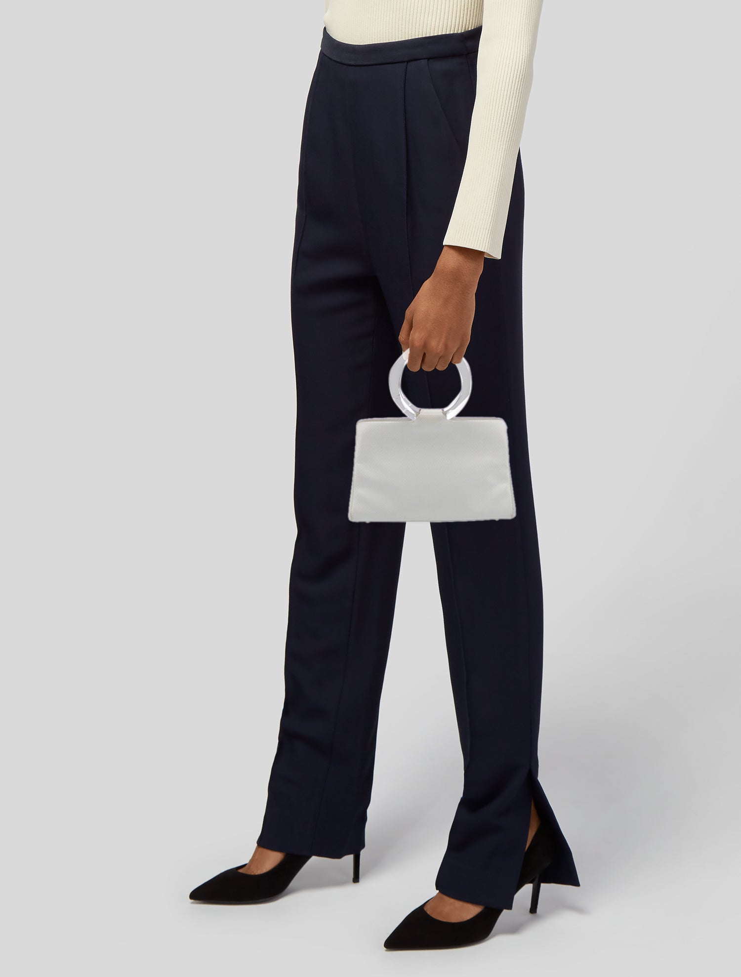 Judith Leiber Embossed Leather Top Handle Bag