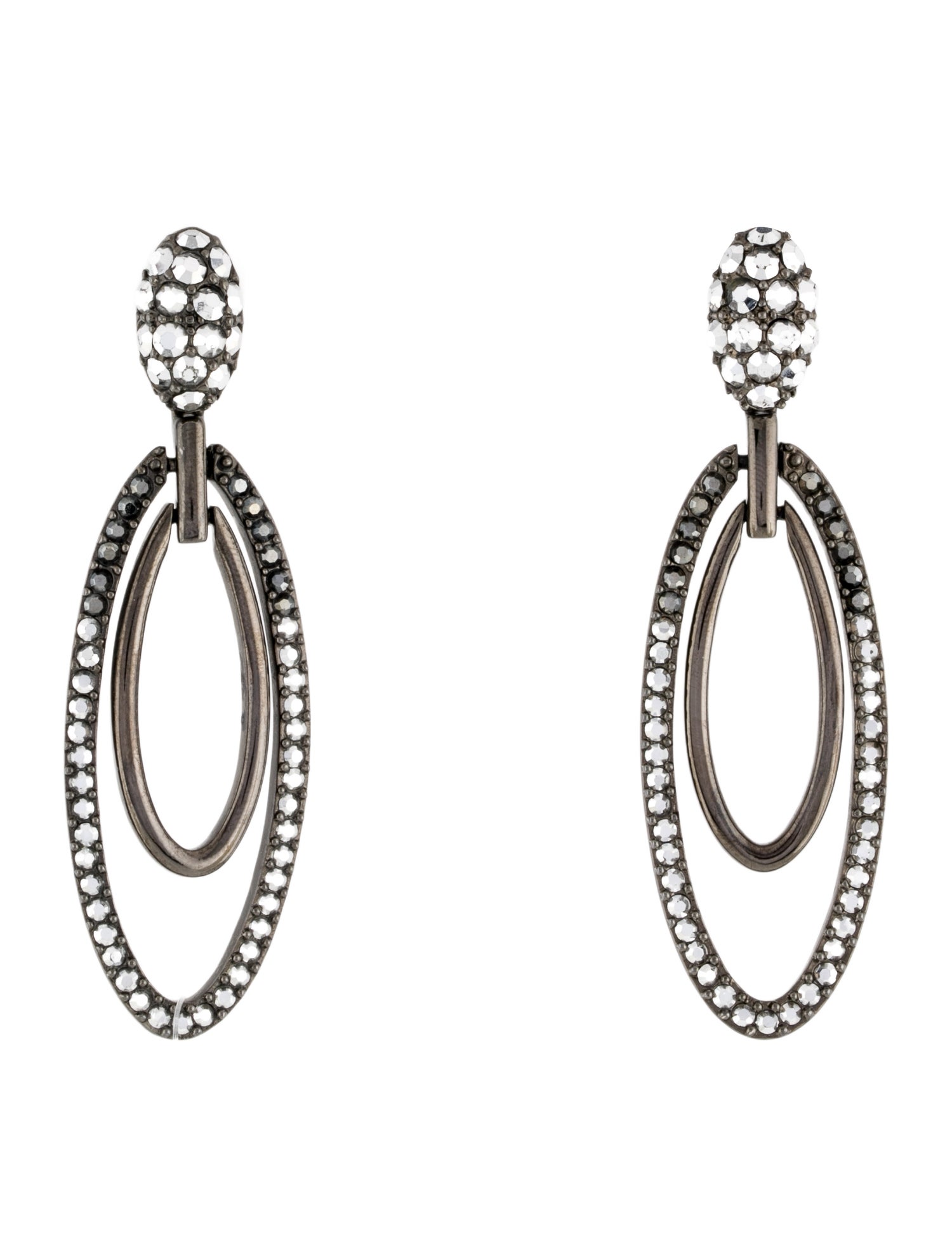 Judith Leiber Pave Crystal Oval Drop Earrings
