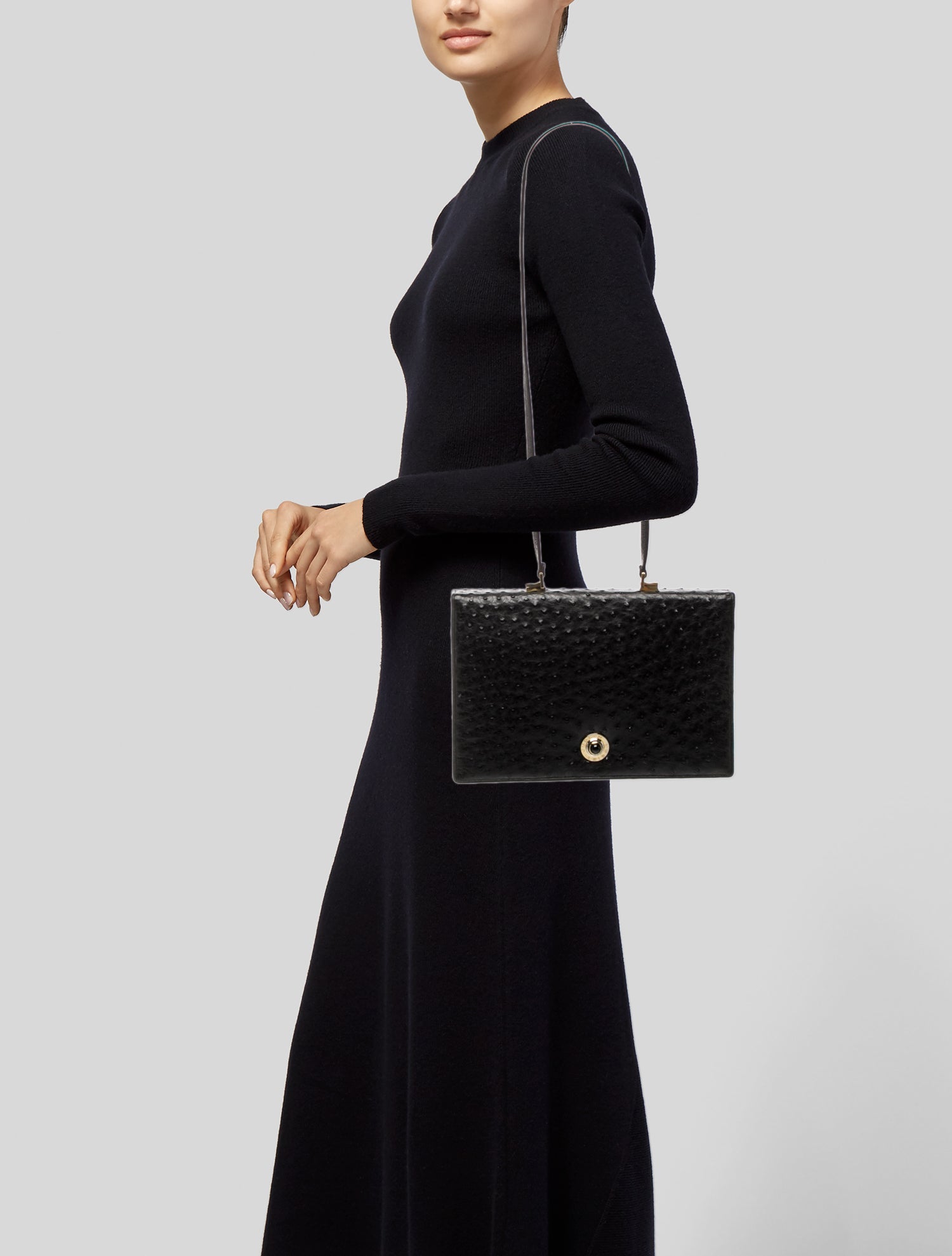 Judith Leiber Ostrich Top Handle Bag