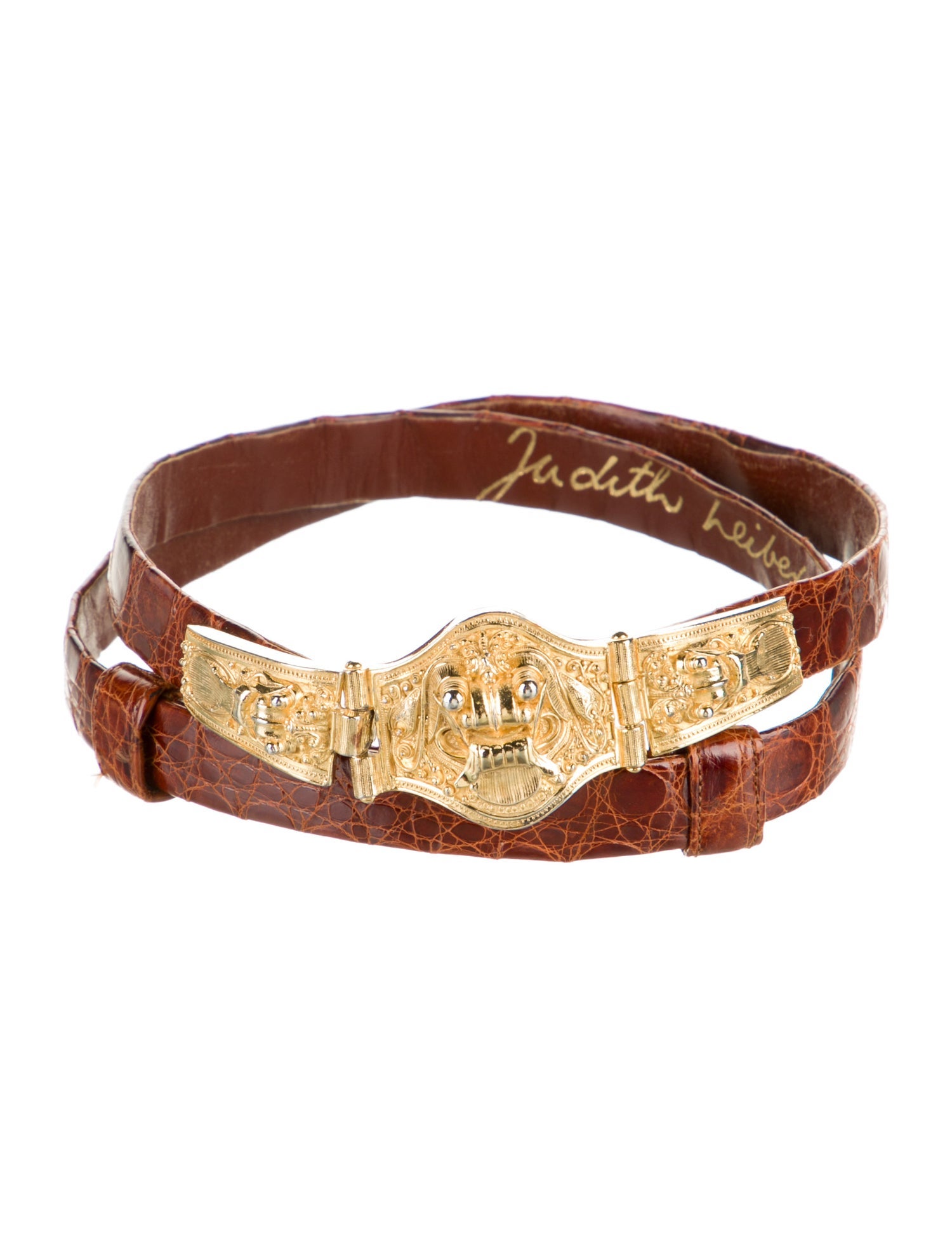 Judith Leiber Skinny Leather Belt