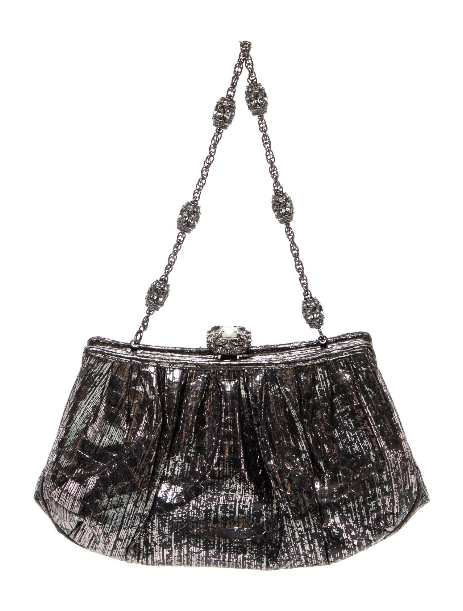 Judith Leiber Embossed Leather Top Handle Bag