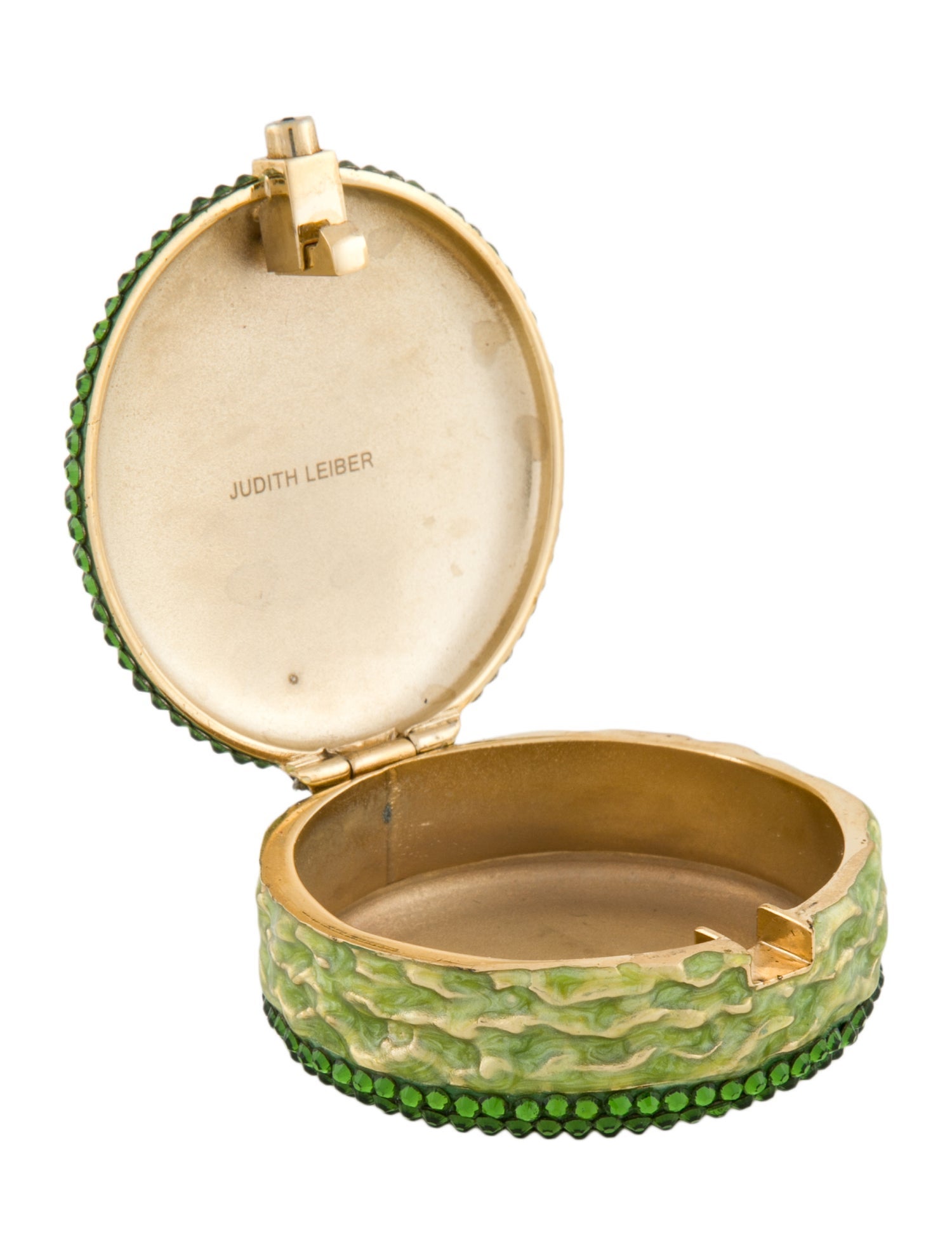 Judith Leiber Green French Macaron Crystal Pill Box