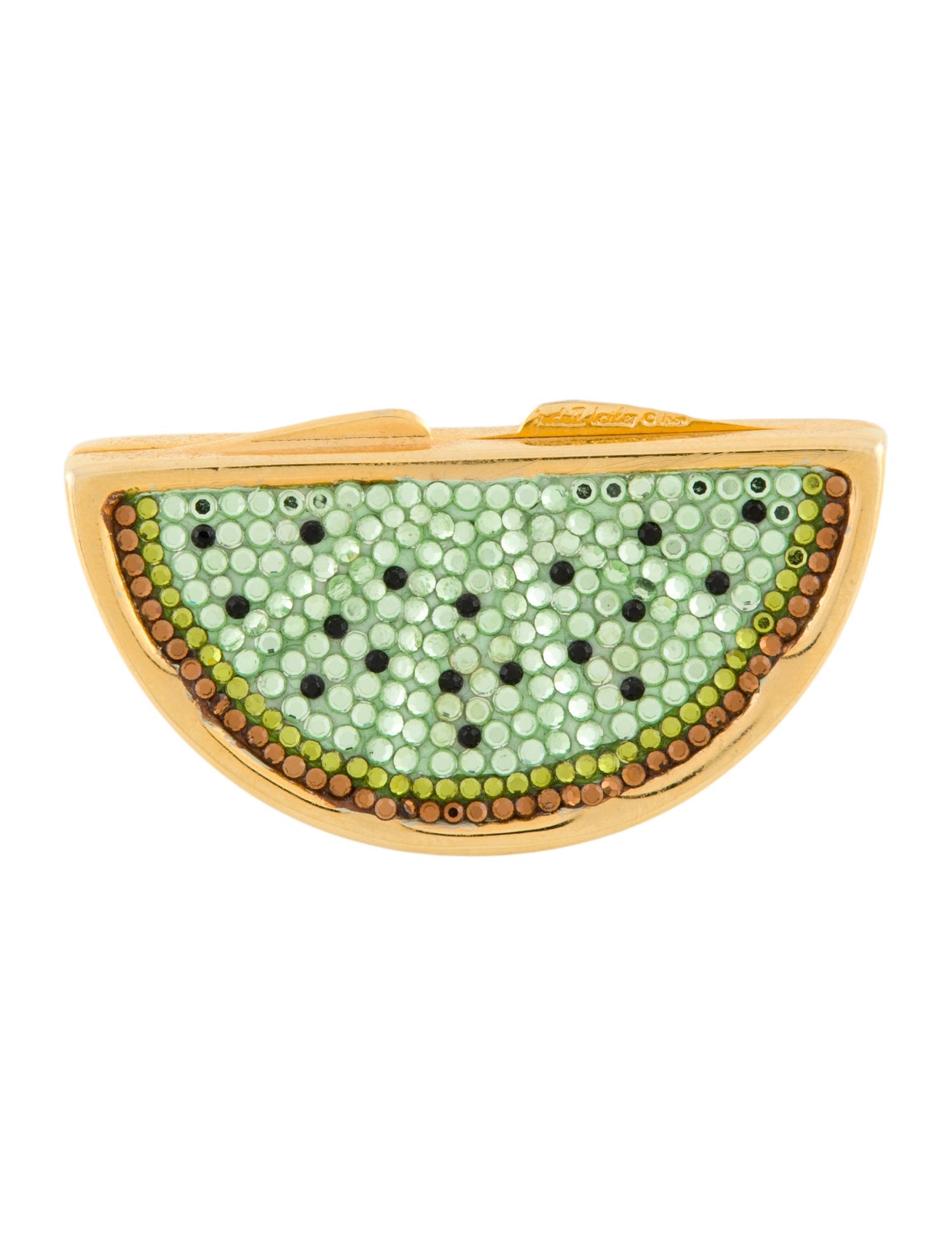 Judith Leiber Crystal Embellished Green Watermelon Pill Box