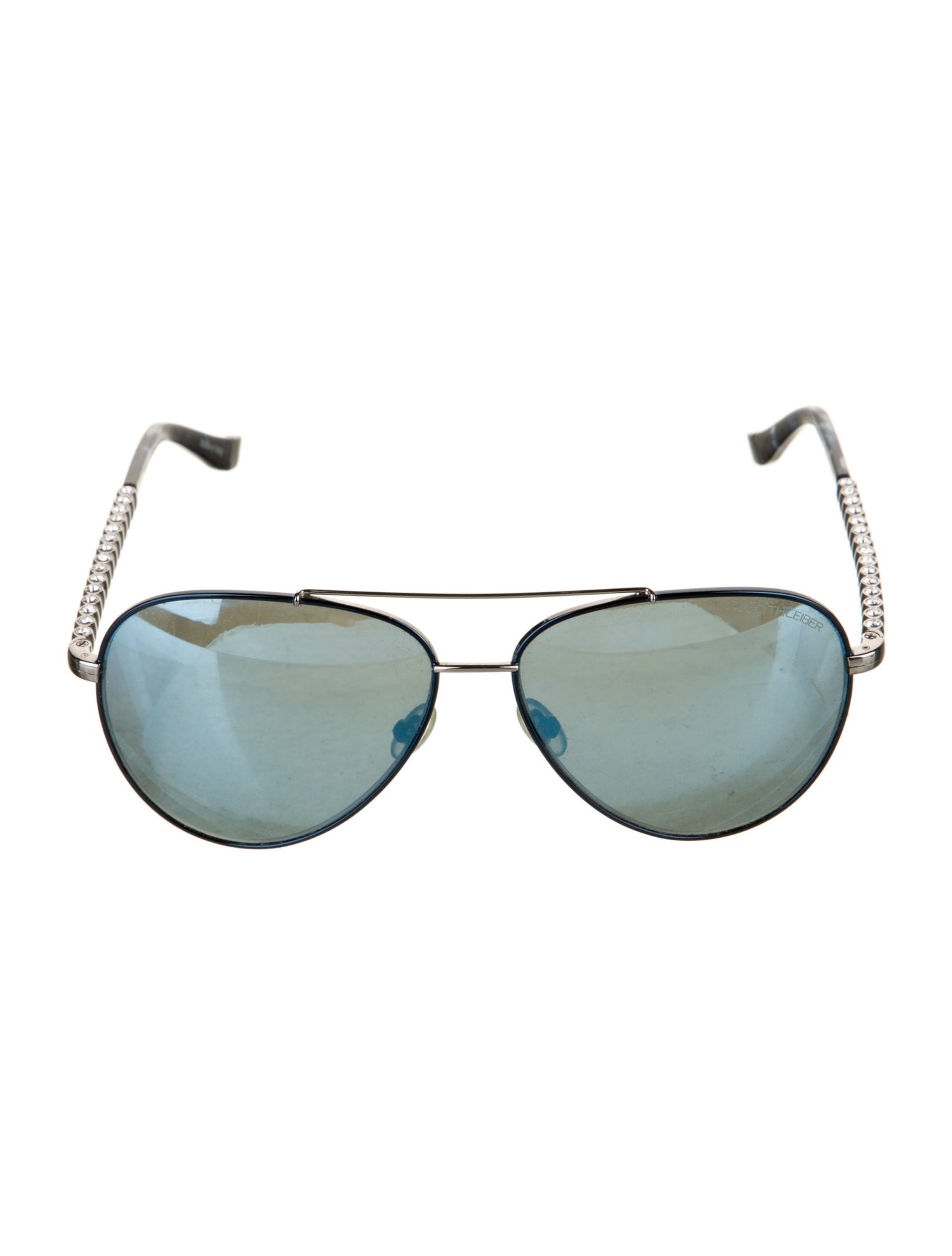 Judith Leiber Aviator Mirrored Sunglasses