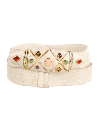 Judith Leiber Leather Studded Accents Belt