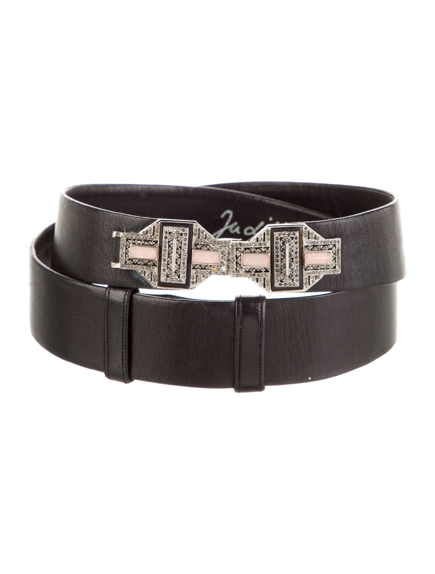 Judith Leiber Leather Crystal Embellishments Waist Belt