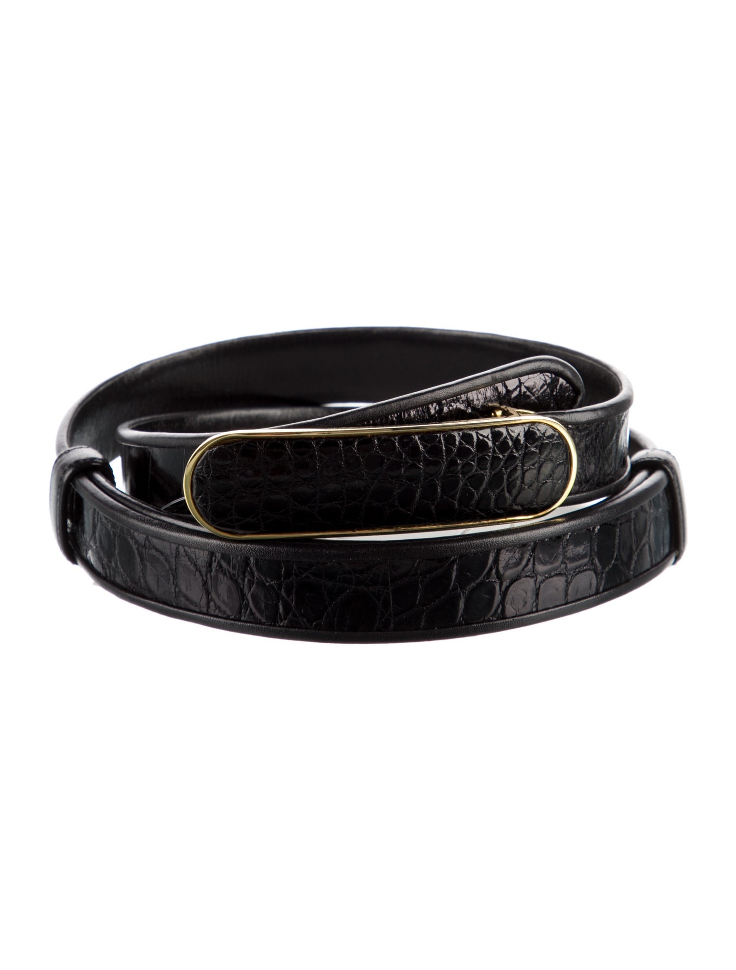 Judith Leiber Skinny Leather Belt