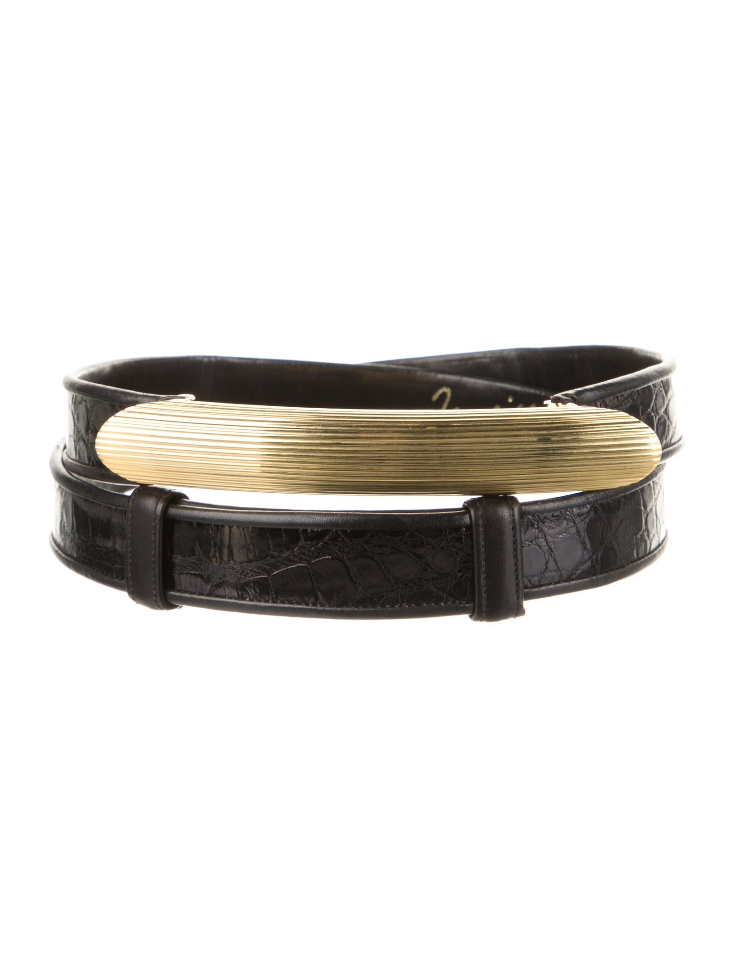 Judith Leiber Skinny Leather Belt