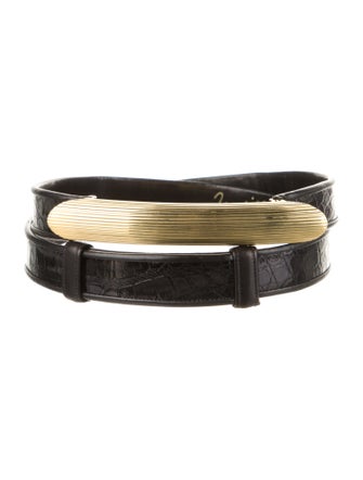 Judith Leiber Skinny Leather Belt