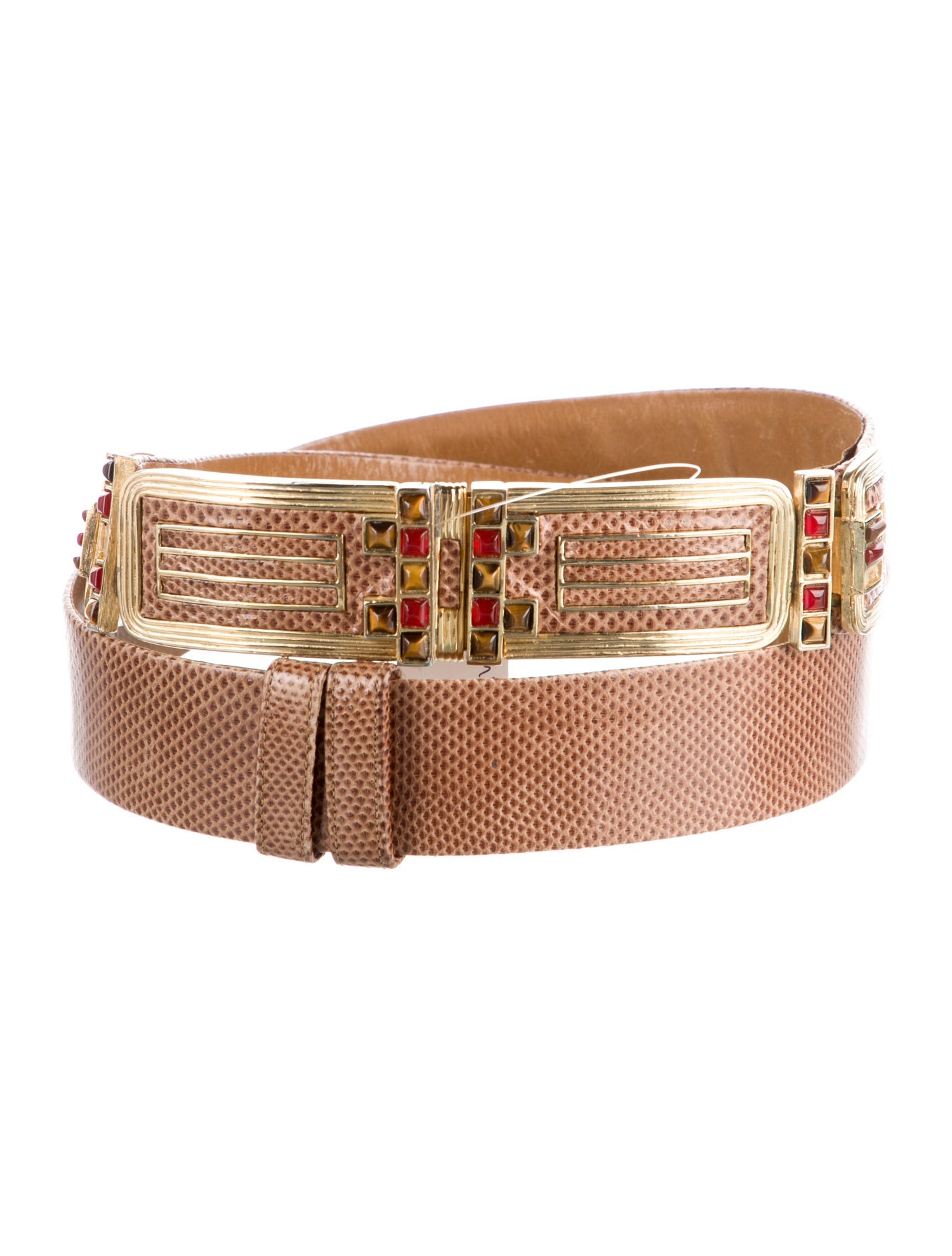 Judith Leiber Skinny Leather Belt