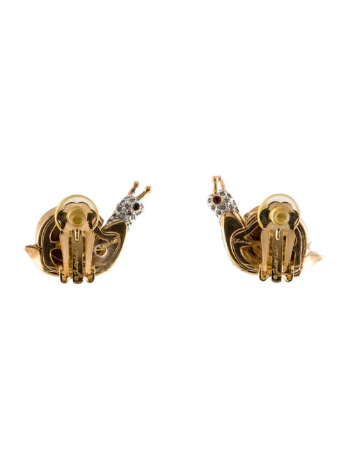 Judith Leiber Two-Tone Crystal & Enamel Snail Clip-On Earrings