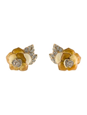 Judith Leiber Crystal & Enamel Flower Clip-On Earrings