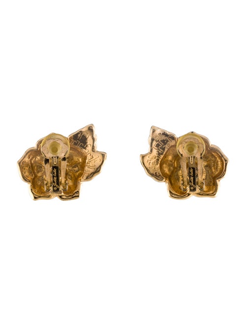 Judith Leiber Crystal & Enamel Flower Clip-On Earrings