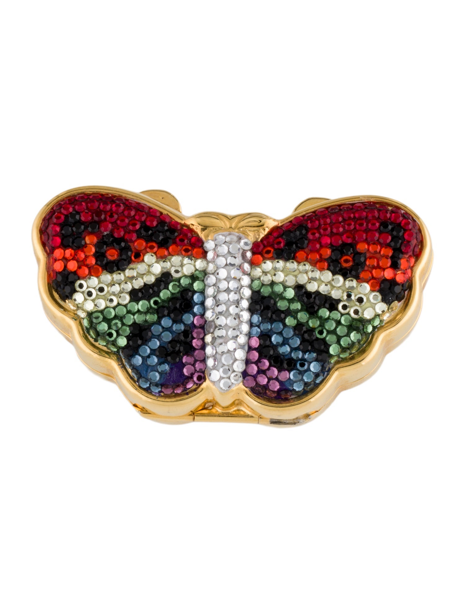 Judith Leiber Embellished Metal Pill Box