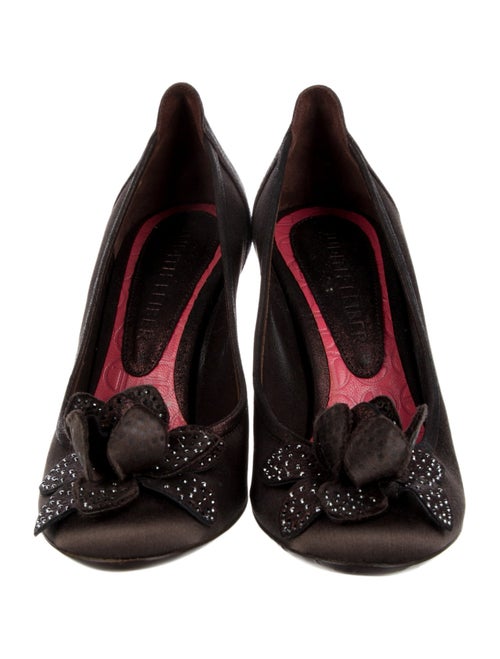 Judith Leiber Satin Crystal Embellishments Pumps