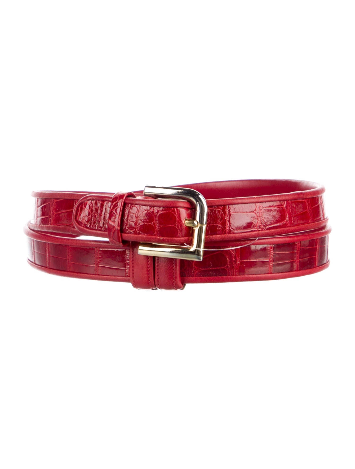 Judith Leiber Skinny Leather Belt