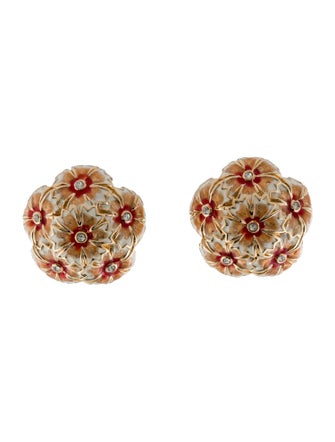 Judith Leiber Crystal & Enamel Flower Clip-On Earrings