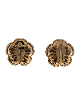 Judith Leiber Crystal & Enamel Flower Clip-On Earrings