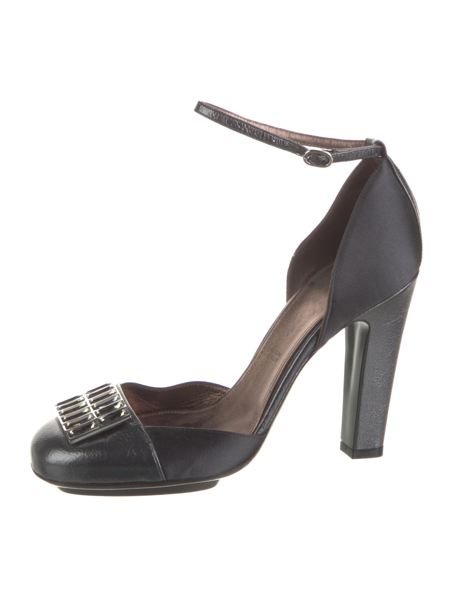 Judith Leiber Leather Crystal Embellishments D'Orsay Pumps