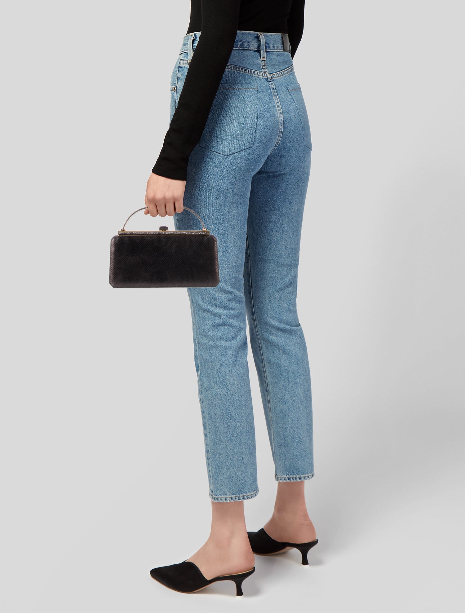 Judith Leiber Embossed Leather Top Handle Bag