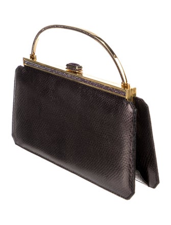 Judith Leiber Embossed Leather Top Handle Bag