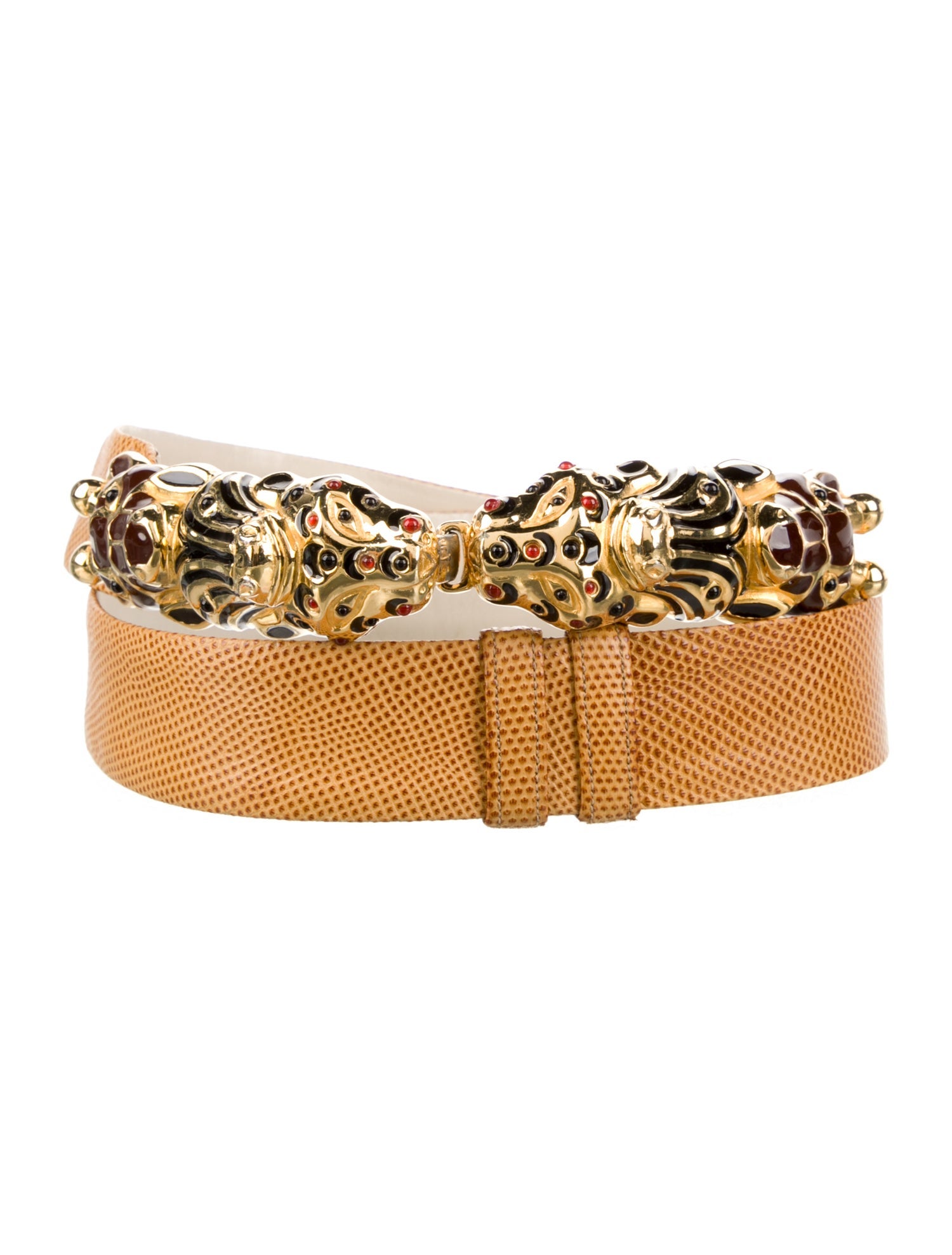 Judith Leiber Lizard Beaded Accents Belt