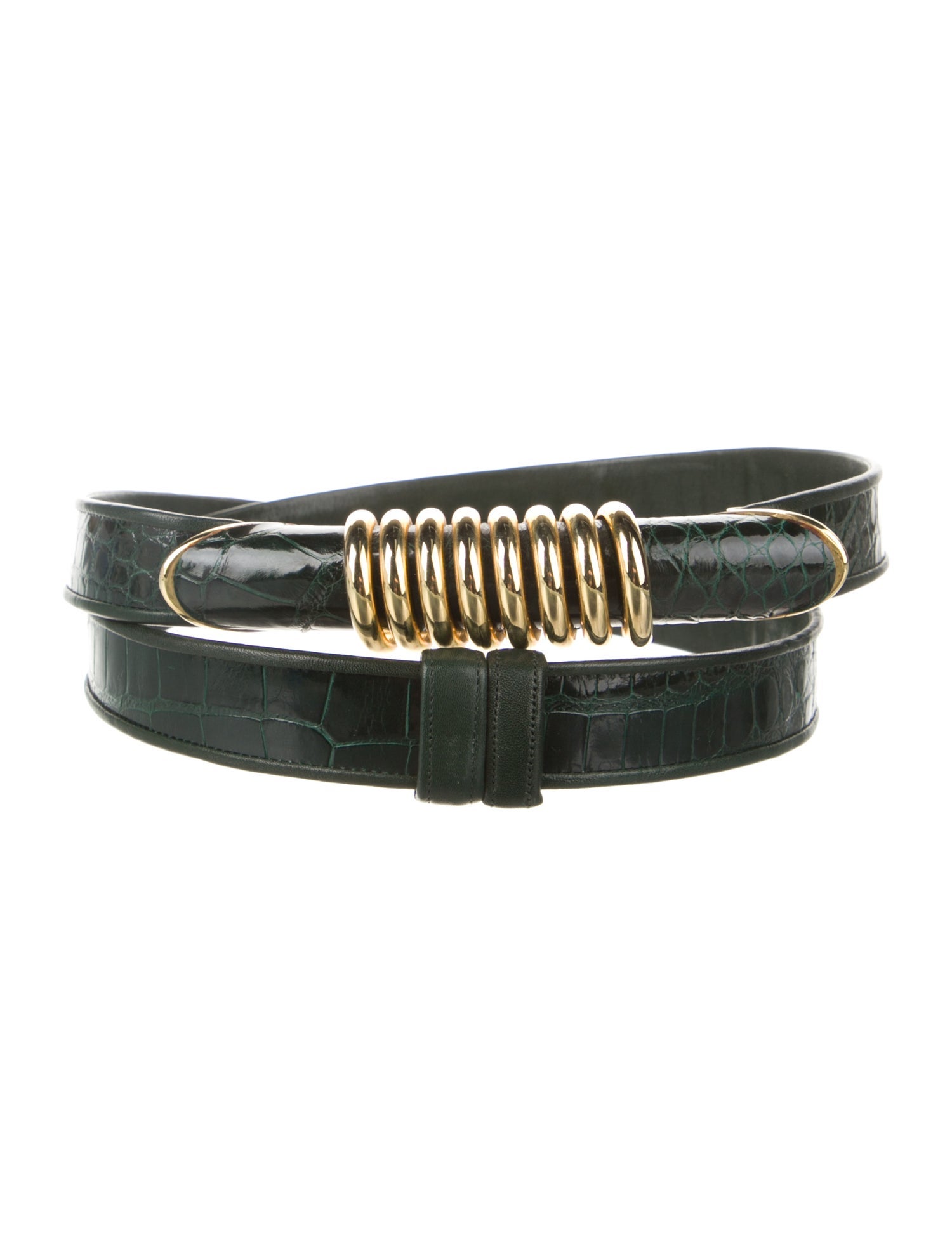 Judith Leiber Skinny Leather Belt