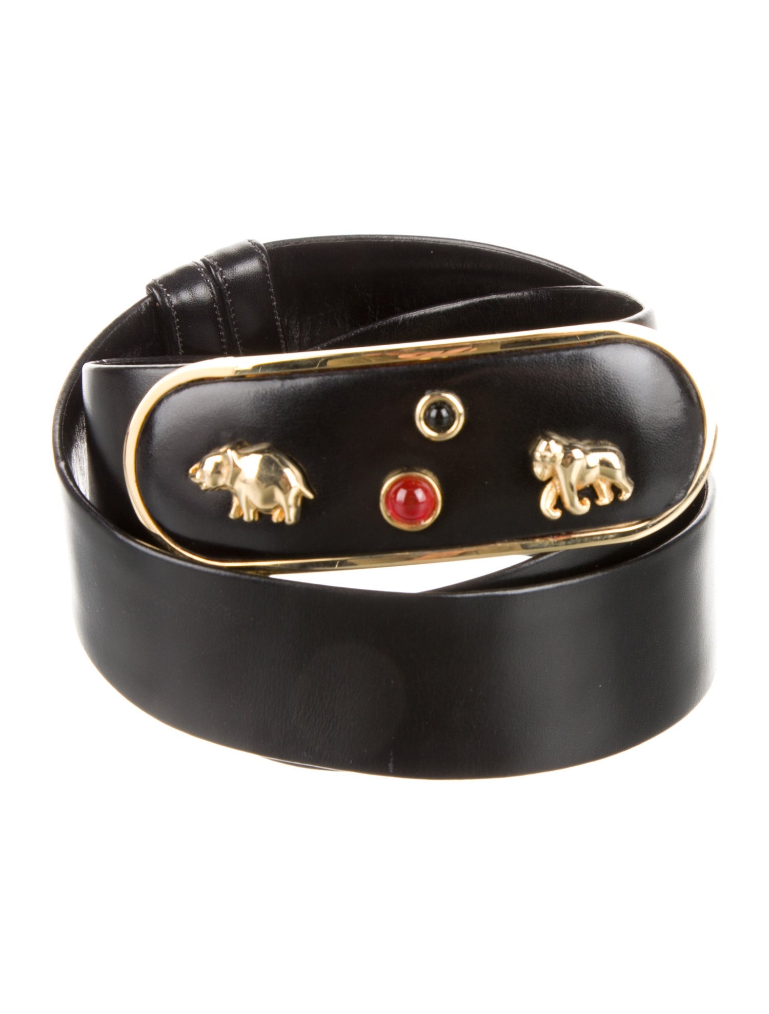 Judith Leiber Skinny Leather Belt
