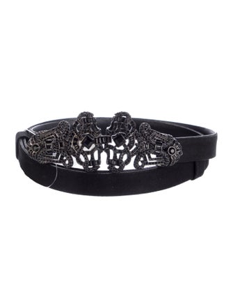 Judith Leiber Skinny Leather Belt