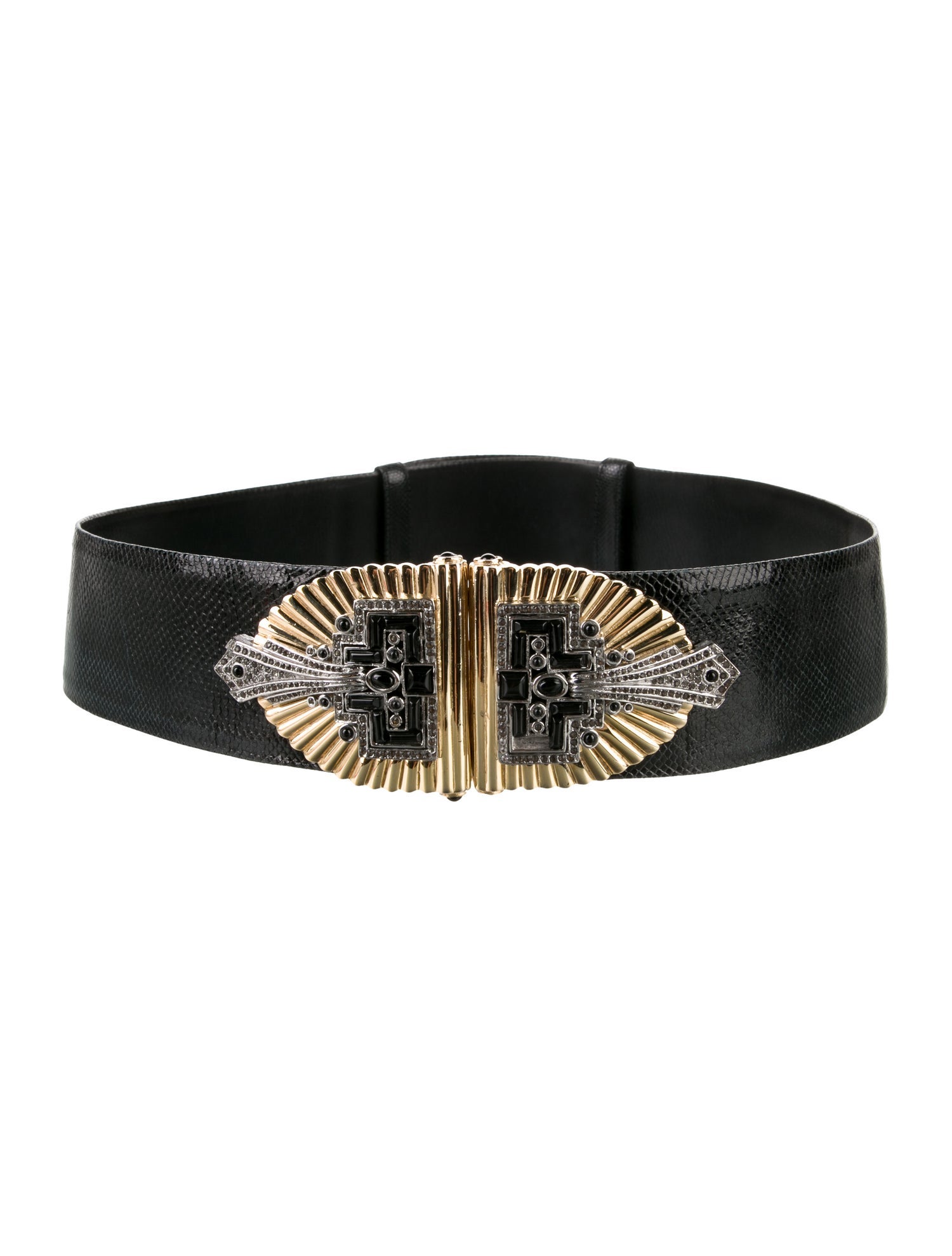 Judith Leiber Wide Leather Waist Belt