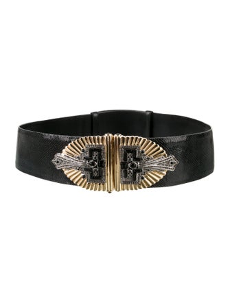 Judith Leiber Wide Leather Waist Belt