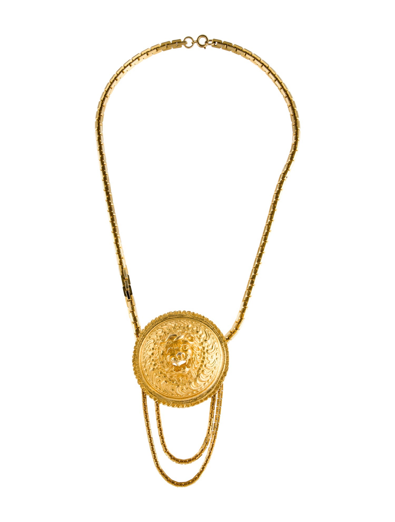 Judith Leiber Roaring Lion Medallion Pendant Necklace